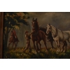 Myśliwi i Konie Koń - Myśliwski Obraz - Obraz Olejny - Złota Rama