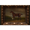 Koń i Pies - Obraz Olejny Rama Złoto Zielona