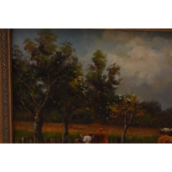 Krowy na Pastwisku - Obraz Olejny - Złota Rama