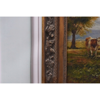 Krowy na Pastwisku - Obraz Olejny - Złota Rama