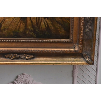 Krowy na Pastwisku KROWA - LATO WIEŚ - Obraz Olejny - Złota Rama