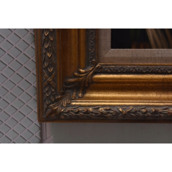 Kobieta w Zielonej Sukni z Kwiatami - Portret - Obraz Olejny - Złota Rama