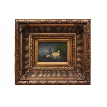 Dwie Kaczki Kaczka Wieś - Obraz Olejny - Złota Rama