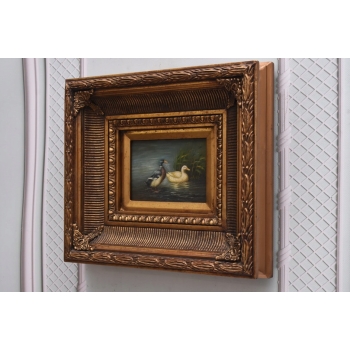 Dwie Kaczki Kaczka Wieś - Obraz Olejny - Złota Rama