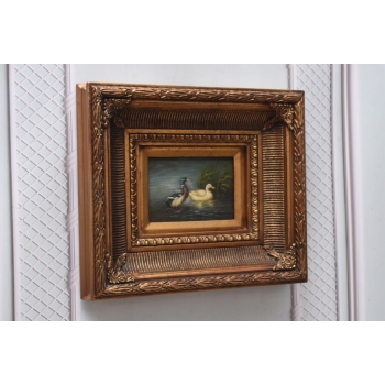 Dwie Kaczki Kaczka Wieś - Obraz Olejny - Złota Rama
