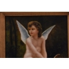 Anioł Amor z Łukiem - Obraz Olejny - Złota Rama - Olej drewno Rękodzieło