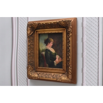 ZAmyślona Kobieta Arystokratka - Obraz Olejny - Złota Rama