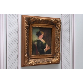 ZAmyślona Kobieta Arystokratka - Obraz Olejny - Złota Rama