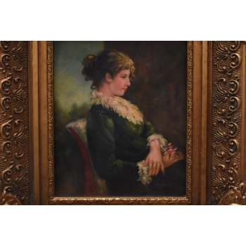 ZAmyślona Kobieta Arystokratka - Obraz Olejny - Złota Rama