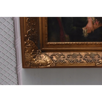 ZAmyślona Kobieta Arystokratka - Obraz Olejny - Złota Rama