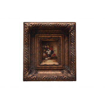 Kwiaty w Wazonie - Martwa Natura - Obraz Olejny - Złota Rama