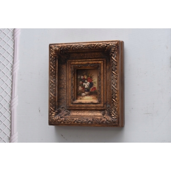 Kwiaty w Wazonie - Martwa Natura - Obraz Olejny - Złota Rama