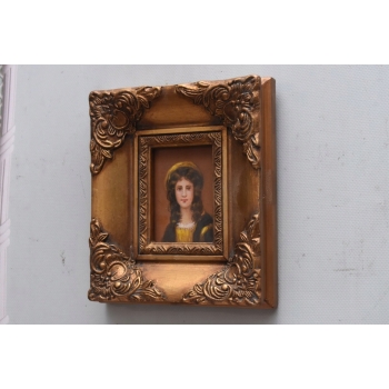 Dama w Kapeluszu Portret - Obraz Olejny - Złota Rama