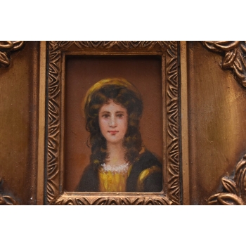 Dama w Kapeluszu Portret - Obraz Olejny - Złota Rama