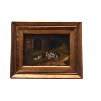 Kot Kotek Miniatura - Obraz Olejny - Złota Rama