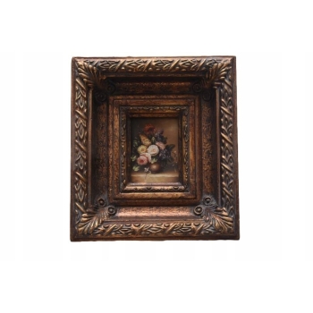 Kwiaty w Wazonie - Martwa Natura - Obraz Olejny - Złota Rama