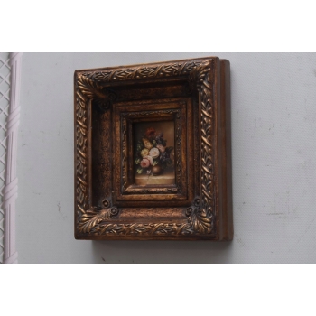 Kwiaty w Wazonie - Martwa Natura - Obraz Olejny - Złota Rama