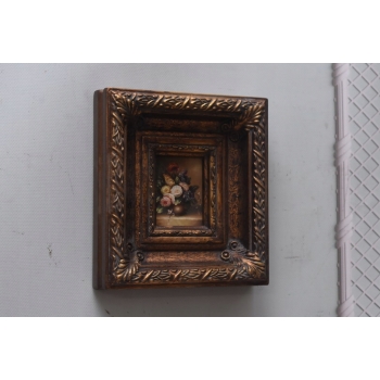 Kwiaty w Wazonie - Martwa Natura - Obraz Olejny - Złota Rama