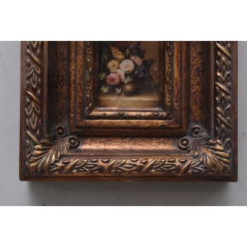 Kwiaty w Wazonie - Martwa Natura - Obraz Olejny - Złota Rama