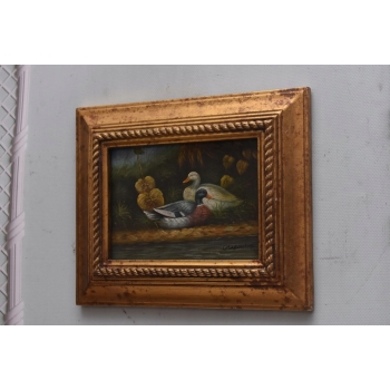 Dwie Kaczki Kaczka Wieś - Obraz Olejny - Złota Rama