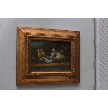 Dwie Kaczki Kaczka Wieś - Obraz Olejny - Złota Rama