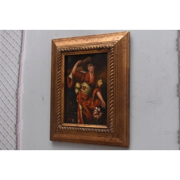 Portret Kobiety - Japonka - Obraz Olejny - Złota Zdobiona Rama