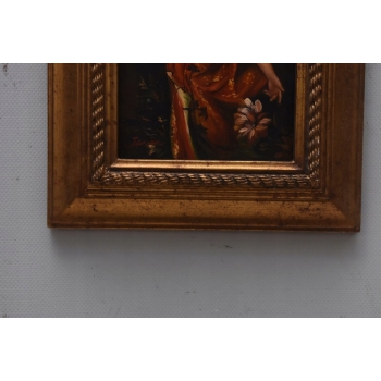 Portret Kobiety - Japonka - Obraz Olejny - Złota Zdobiona Rama