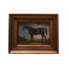 CZARNY Koń Konik - Scena Rodzajowa - Obraz Olejny - Złota Rama