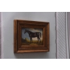 CZARNY Koń Konik - Scena Rodzajowa - Obraz Olejny - Złota Rama