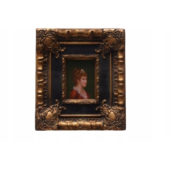 Portret Kobiety - Arystokratka - Obraz Olejny - Złota Zdobiona Rama