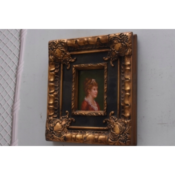 Portret Kobiety - Arystokratka - Obraz Olejny - Złota Zdobiona Rama