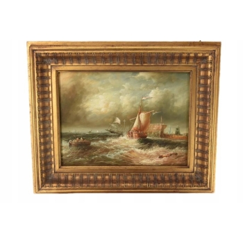 Wzburzone Morze - Statki w Czasie Sztormu - Łodzie - Marynistyczny Obraz