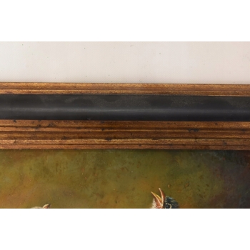 Wróble Na Gałęzi - Ptaki Ptaszki - Obraz Złoto Czarna Rama - Natura