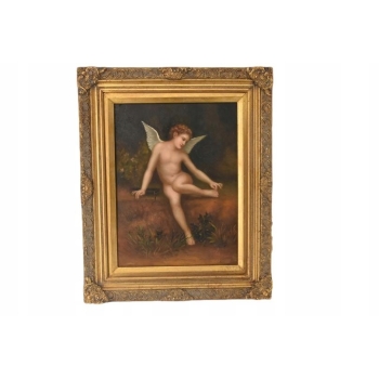 Kupidyn ze Skrzydłami - Amor Anioł - Obraz Olejny - Złota Rama