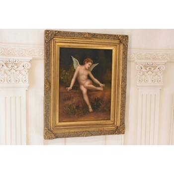 Kupidyn ze Skrzydłami - Amor Anioł - Obraz Olejny - Złota Rama