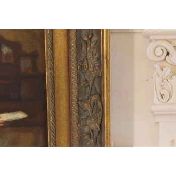 Portret Zamyślonej Dziewczyny - Kobieta w Sypialni Obraz Olejny Złota Rama