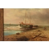 Okręt Na Brzegu Morza - Statek Łódź - Marynistyczny Obraz - Zdobiona Rama