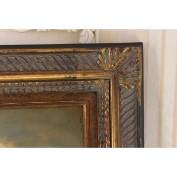 Okręt Na Brzegu Morza - Statek Łódź - Marynistyczny Obraz - Zdobiona Rama