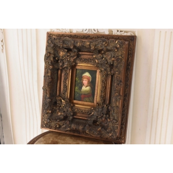 Portret Kobiety - Dziewczynka - Obraz Olejny - Licznie Zdobiona Rama
