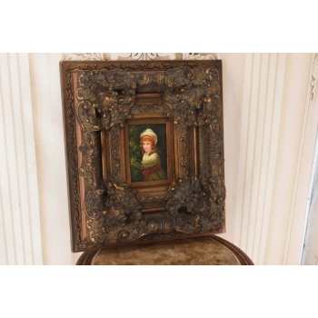 Portret Kobiety - Dziewczynka - Obraz Olejny - Licznie Zdobiona Rama