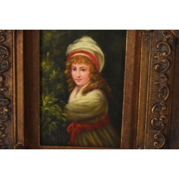 Portret Kobiety - Dziewczynka - Obraz Olejny - Licznie Zdobiona Rama