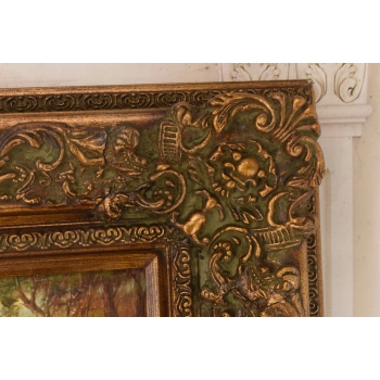 Stado Koni Przy Rzece - Konie Kaczki - Scena Rodzajowa - Obraz Olejny