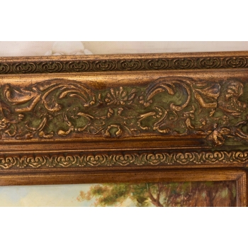 Stado Koni Przy Rzece - Konie Kaczki - Scena Rodzajowa - Obraz Olejny