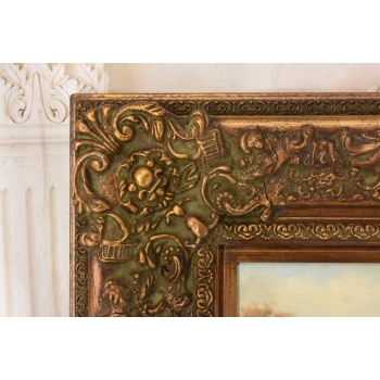 Stado Koni Przy Rzece - Konie Kaczki - Scena Rodzajowa - Obraz Olejny