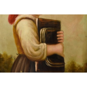 Portret Kobiety w Czerwonej Chuście - Dziewczynka - Obraz Zdobiona Rama