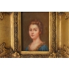 Portret Kobiety Niewiasty w Niebieskiej Sukience - Obraz Olejny Złota Rama