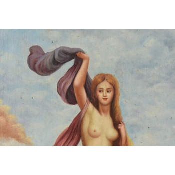 Naga Kobieta Idąca Po Wodzie - Akt Portret - Obraz Olejny Złoto Czarna Rama