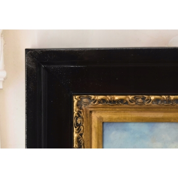 Naga Kobieta Idąca Po Wodzie - Akt Portret - Obraz Olejny Złoto Czarna Rama