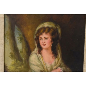 Portret Kobiety z Koszem Kwiatów - Kobieta - Obraz Olejny - Złota Rama