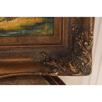 Stado Koni Przy Stajni - Konie Koniki - Koń Scena Rodzajowa Obraz Olejny